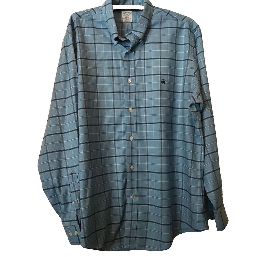 Brooks Brothers 346 Dress Shirt Button Up Long Sleeve Plaid Mens Size XL